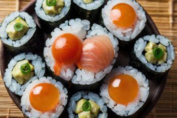 fish eggs on sushi